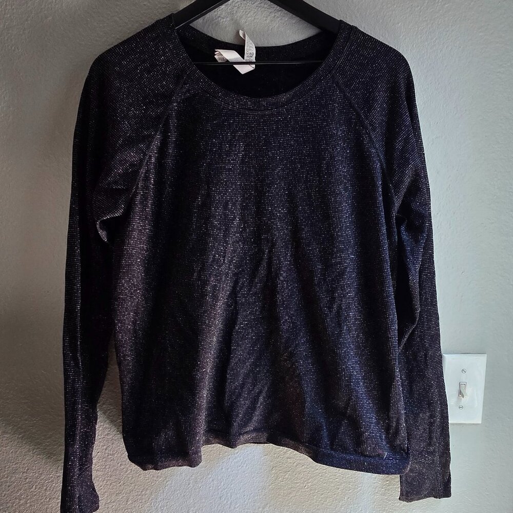 Black Glitter Long Sleeve Shirt - Athleta - XL